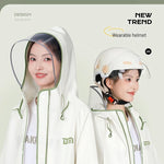 Rain Jacket EVA Longline Backpack-Compatible Hooded