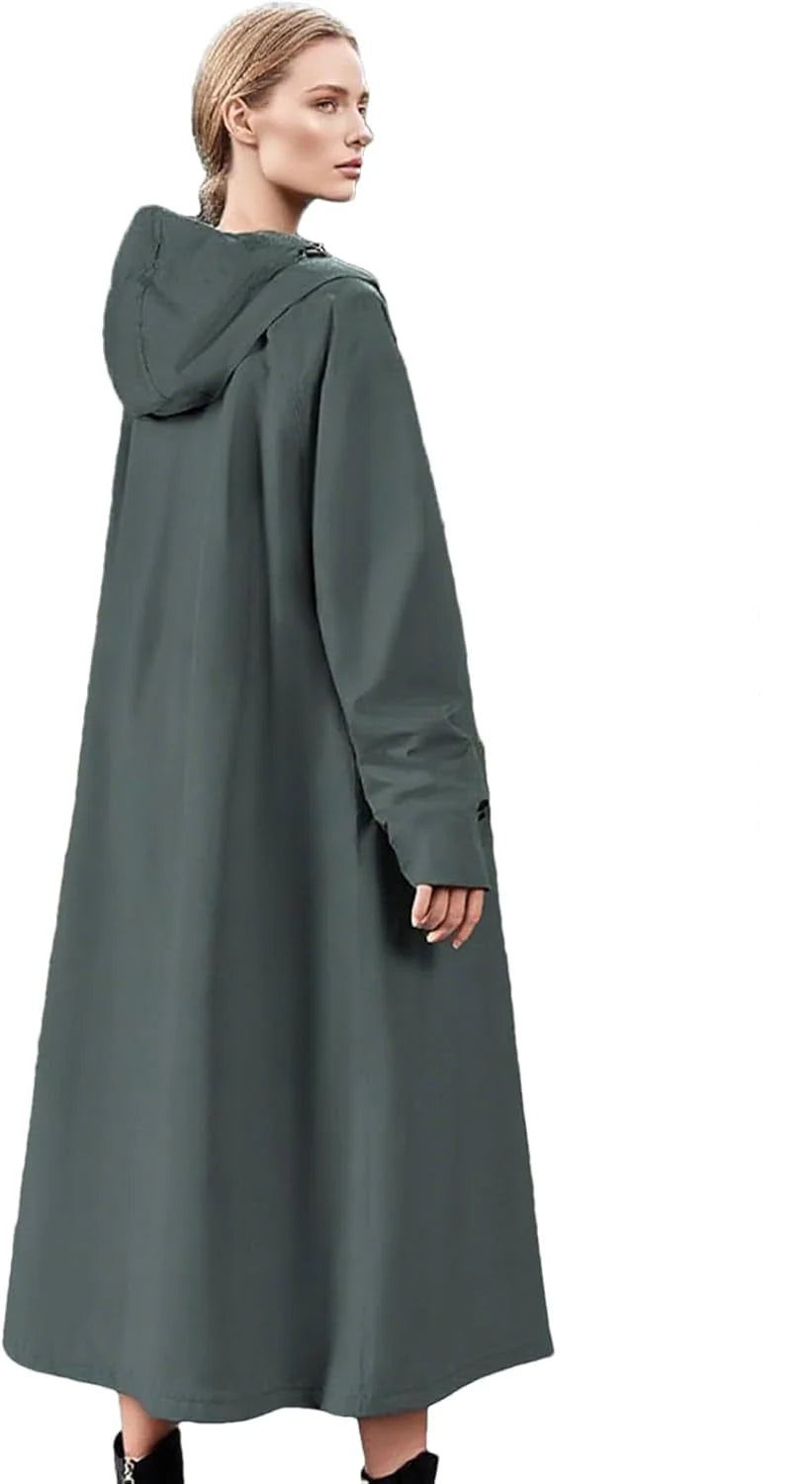 Raincoat Long Water-Repellent Wind-Resistant Packable Design