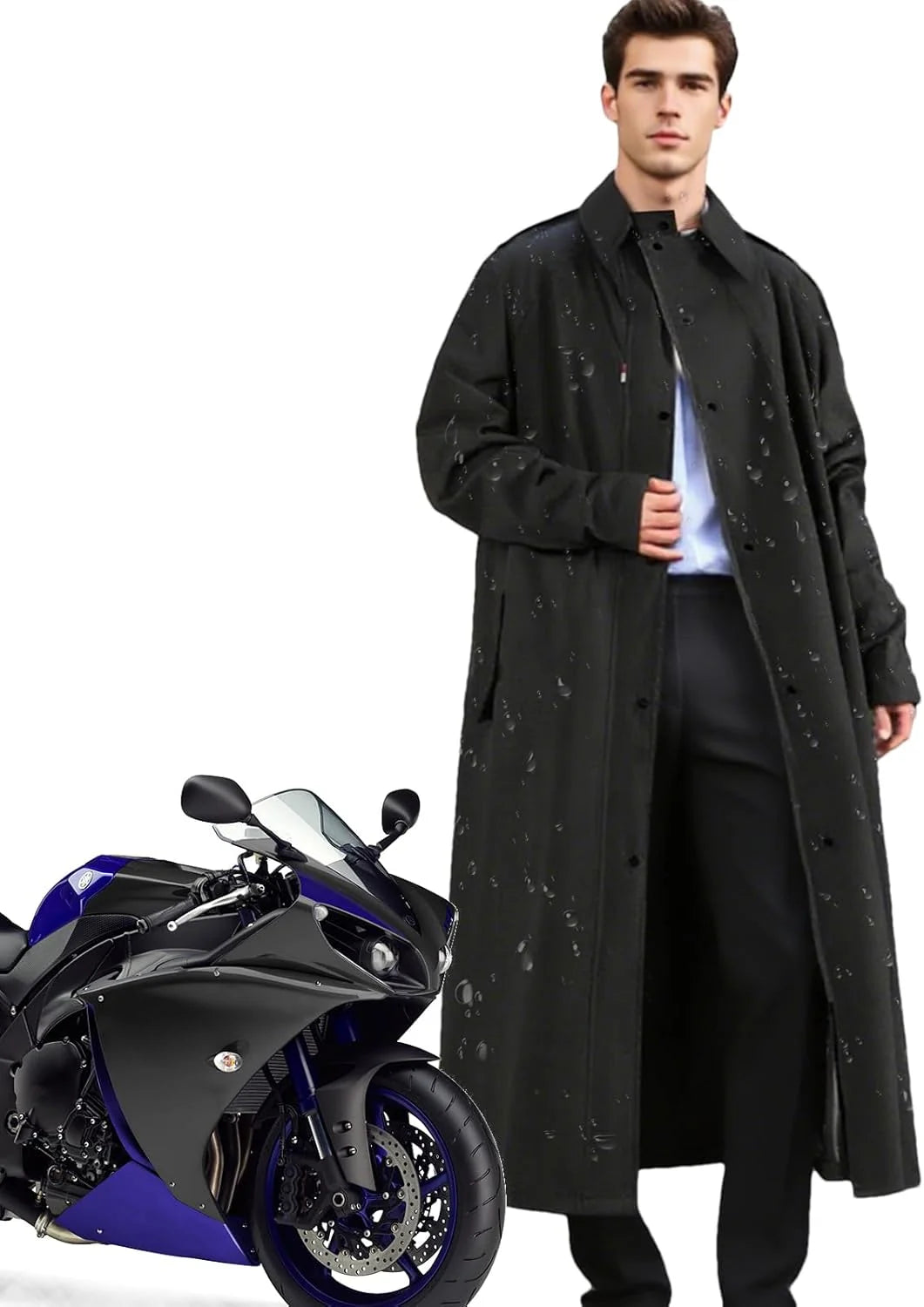 Raincoat Long Water-Repellent Wind-Resistant Packable Design