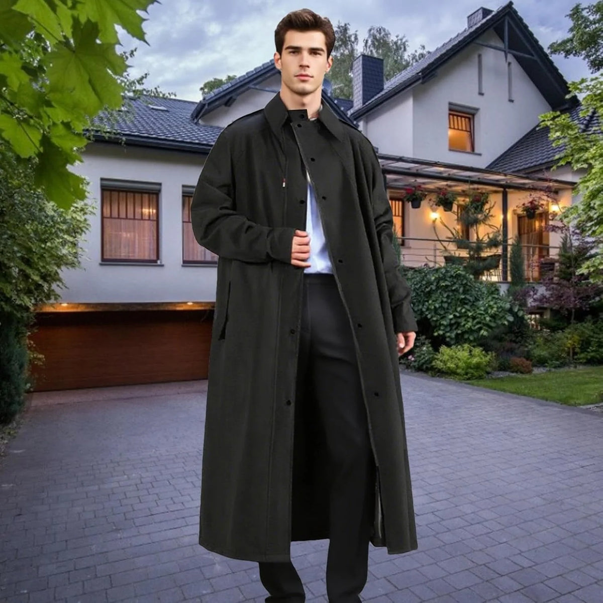 Raincoat Long Water-Repellent Wind-Resistant Packable Design