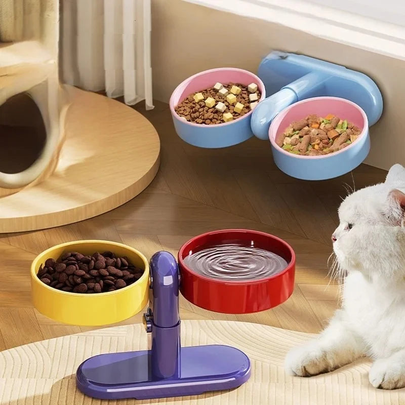 Raised Dog Bowl Adjustable Height Detachable Bowls & Suction Base