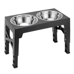 Raised Dog Feeder Adjustable Tilt Stainless Steel & Slow-Feed Bowls