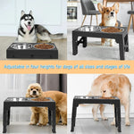 Raised Dog Feeder Adjustable Tilt Stainless Steel & Slow-Feed Bowls