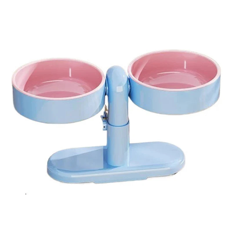 Raised Pet Bowl Height-Adjustable Detachable Bowls & Suction Base
