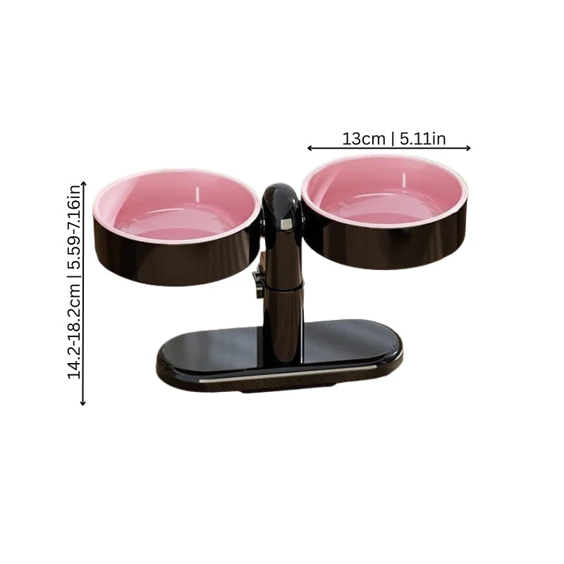 Raised Pet Bowl Height-Adjustable Detachable Bowls & Suction Base