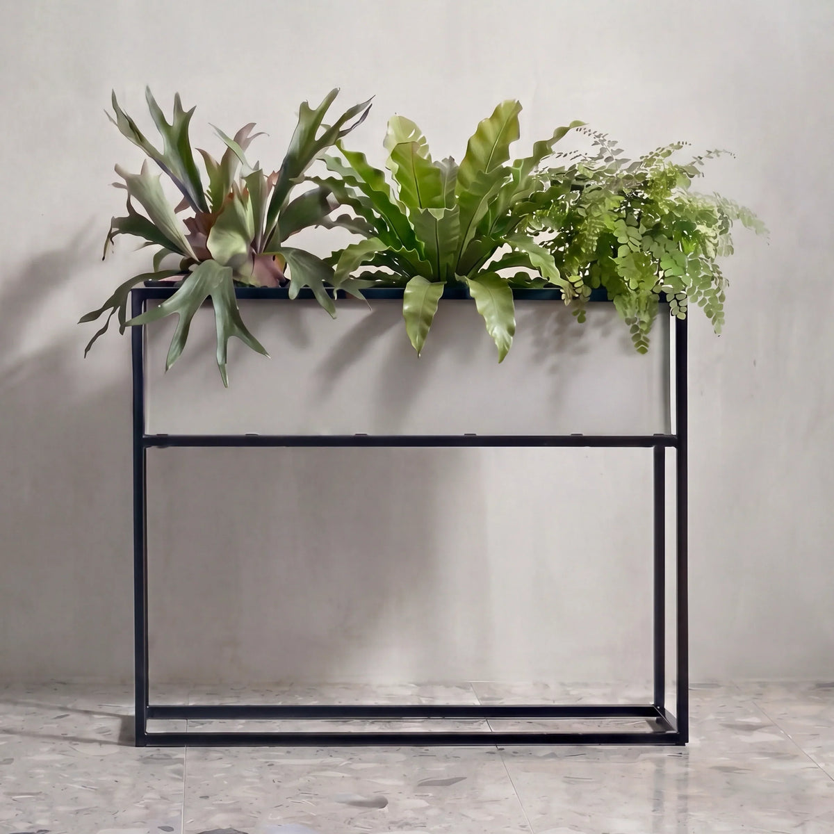 Raised Planter Trough Brushed Aluminum Elevated Iron Stand Rust-Resistant