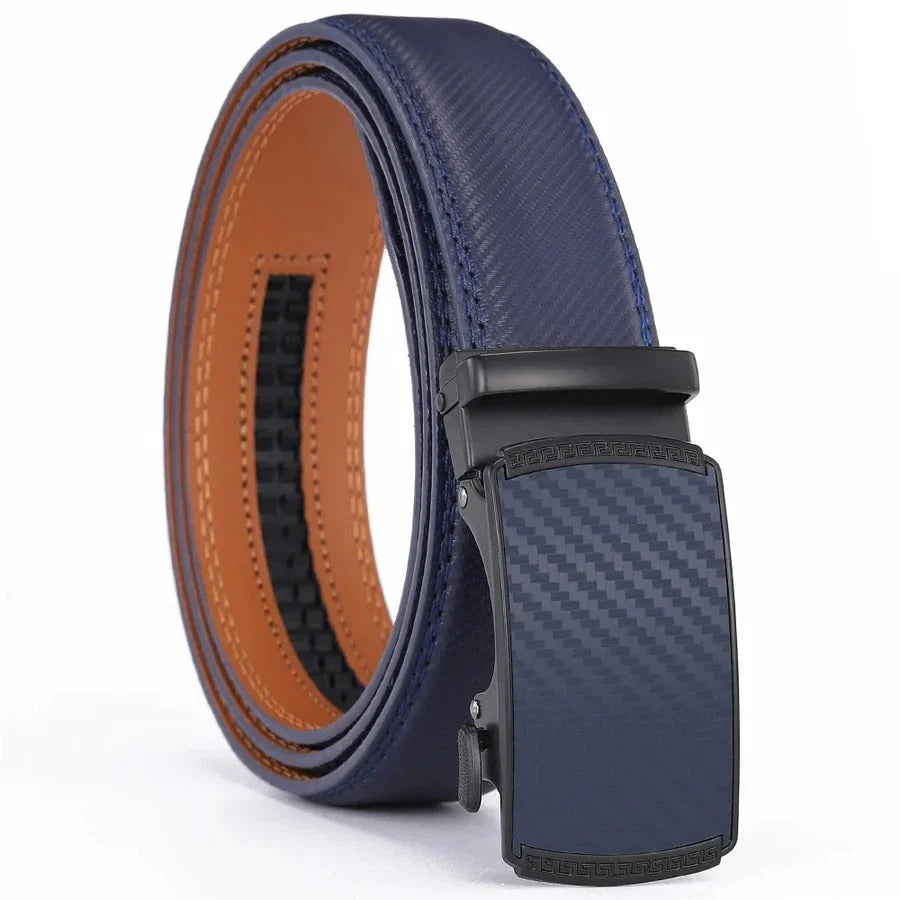 Ratchet Belt Genuine Leather Adjustable Fit Quick-Release Buckle