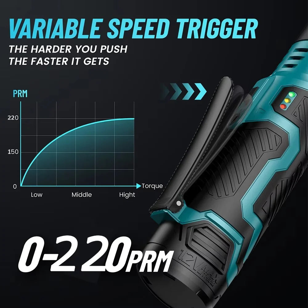 Ratchet Wrench Cordless 6-Inch Extended Neck Dual Battery Pack