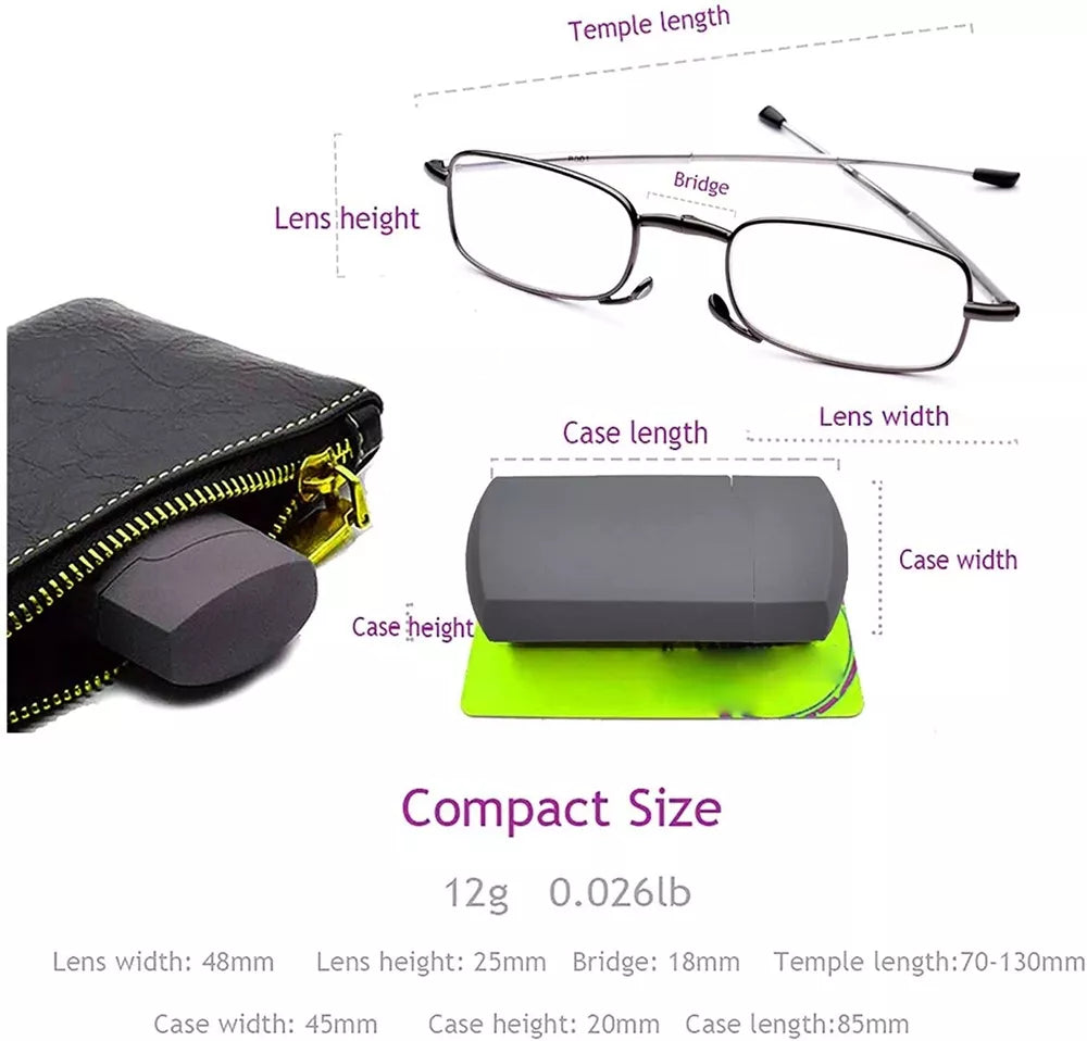 Reading Glasses Folding Compact With Carry Case