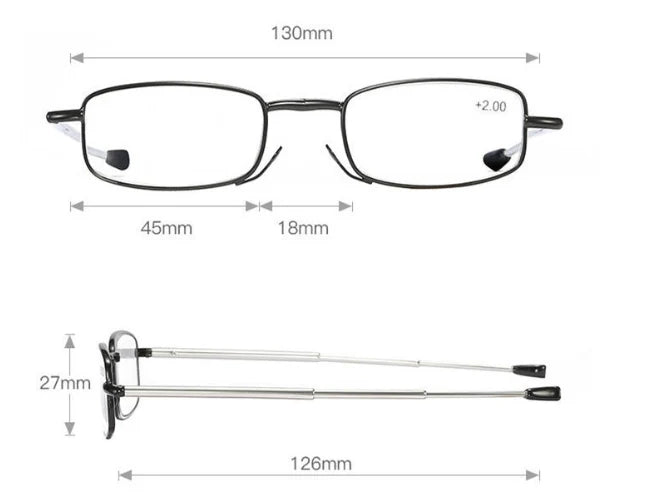 Reading Glasses Folding Compact With Carry Case