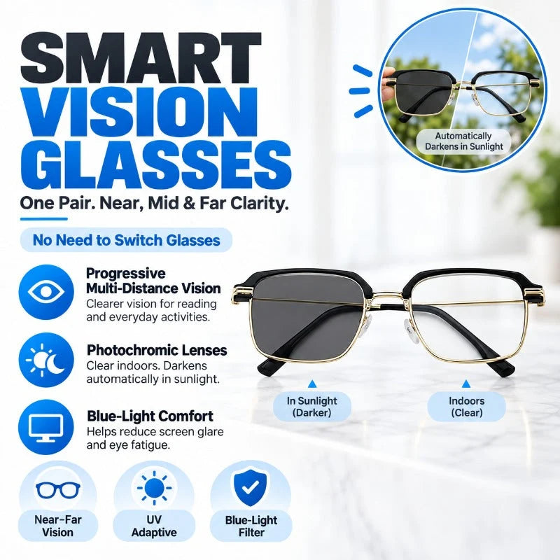 Reading Glasses Progressive Photochromic UV & Blue Light Filtering