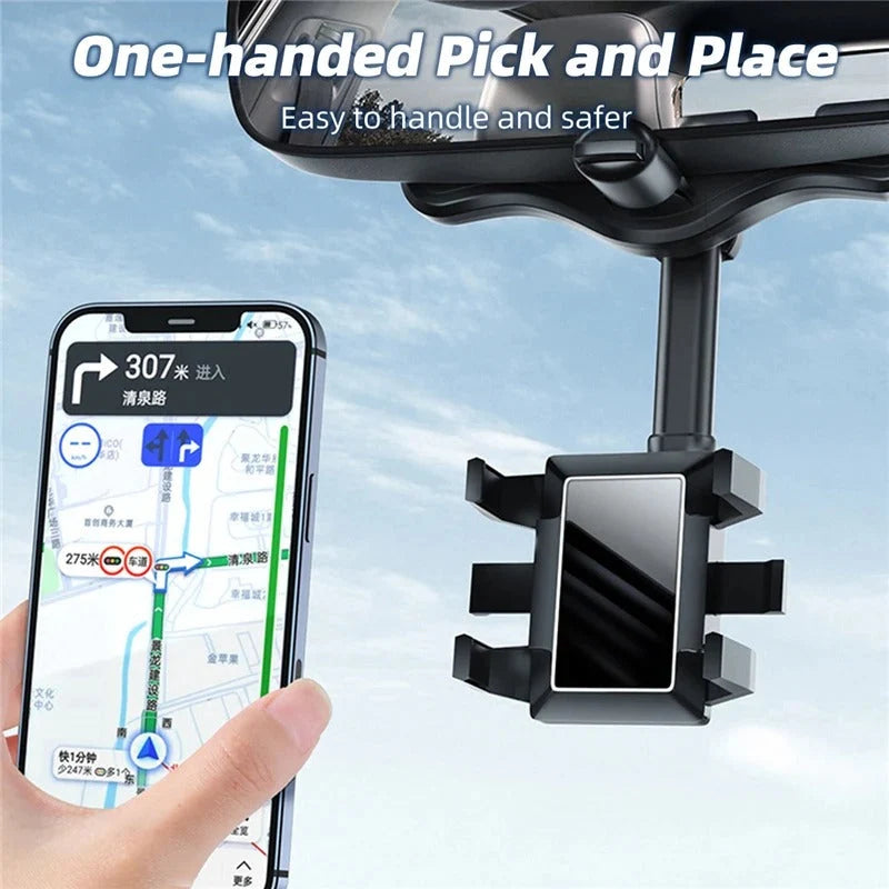 Rearview Mirror Phone Holder 360° Rotating Adjustable Mount