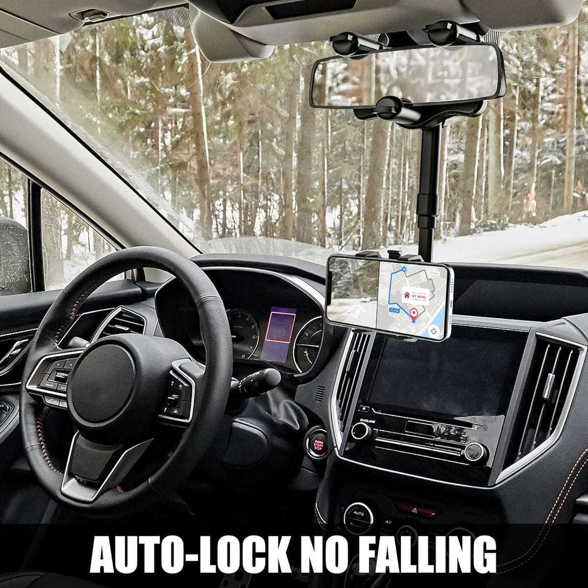 Rearview Mirror Phone Holder 360° Rotating Adjustable Mount