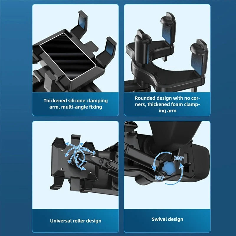 Rearview Mirror Phone Holder 360° Rotating Adjustable Mount