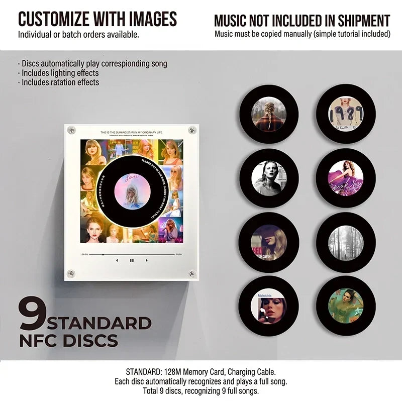 Record Night Light Rotating Disc NFC Activated