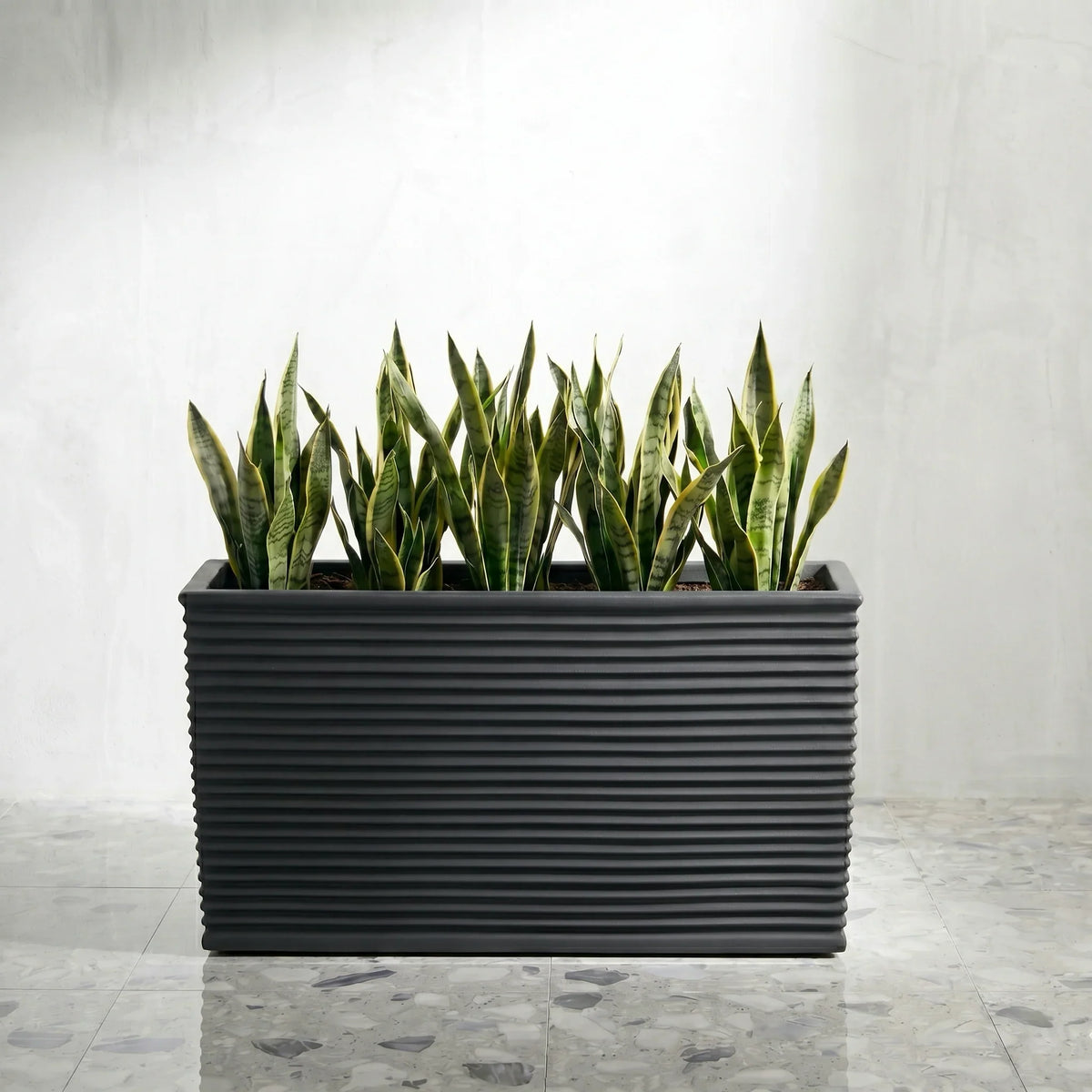 Rectangle Planter Ribbed Fiberglass UV-Resistant