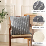 Rectangular Cushion Cover Embroidered Geometric Cotton Blend Concealed Zipper