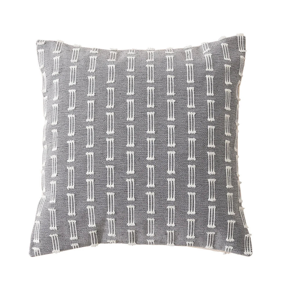 Rectangular Cushion Cover Embroidered Geometric Cotton Blend Concealed Zipper