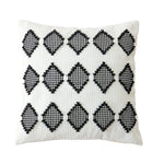 Rectangular Cushion Cover Embroidered Geometric Cotton Blend Concealed Zipper