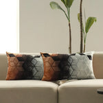 Rectangular Cushion Cover Geometric Gradient Microfiber Concealed Zipper