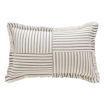 Rectangular Lumbar Pillow Striped Patchwork Woven Fabric & Fringed Trim