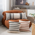 Rectangular Lumbar Pillow Woven Jacquard Hand-Braided Bands & Tassels