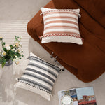Rectangular Lumbar Pillow Woven Jacquard Hand-Braided Bands & Tassels