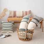 Rectangular Lumbar Pillow Woven Jacquard Hand-Braided Bands & Tassels
