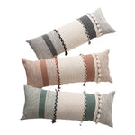 Rectangular Lumbar Pillow Woven Jacquard Hand-Braided Bands & Tassels