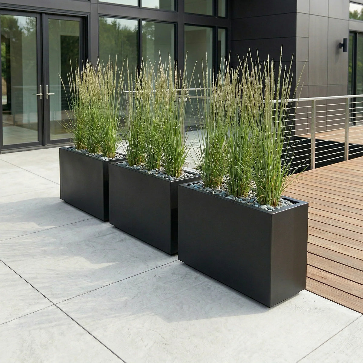 Rectangular Planter Fiberglass Steel-Reinforced with Drainage Holes
