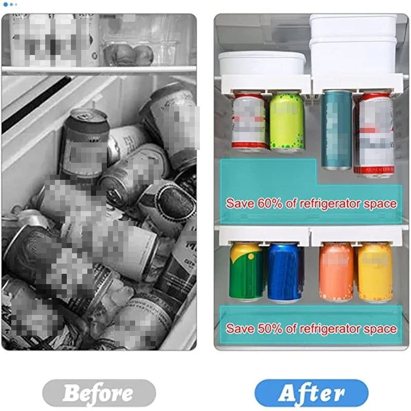 Refrigerator Can Organizer Adjustable Clear Hanging Rack