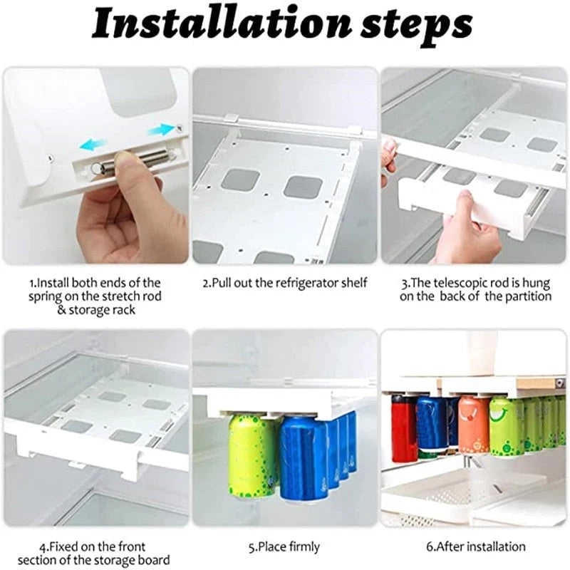 Refrigerator Can Organizer Adjustable Clear Hanging Rack