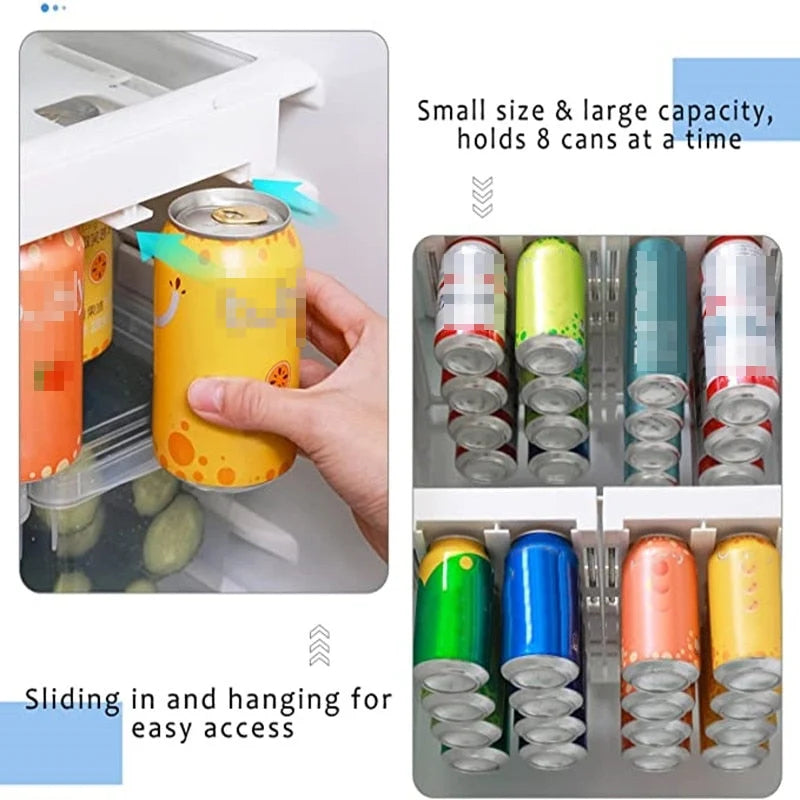 Refrigerator Can Organizer Adjustable Clear Hanging Rack