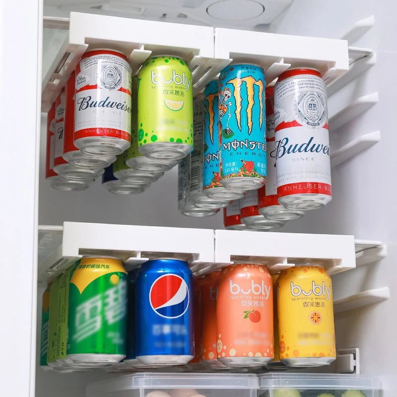 Refrigerator Can Rack Adjustable Space-Saving Holds 8 Cans