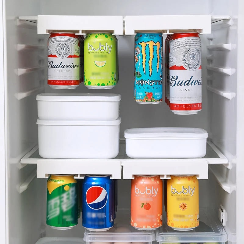 Refrigerator Can Rack Adjustable Space-Saving Holds 8 Cans