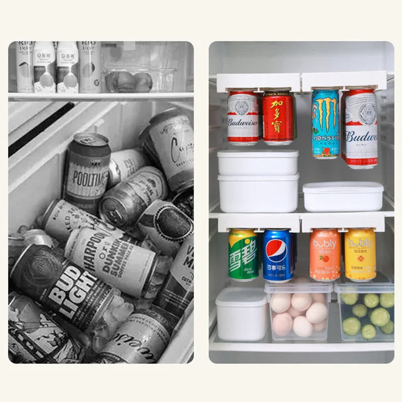 Refrigerator Can Storage Rack Adjustable Hanging 8-Can Capacity