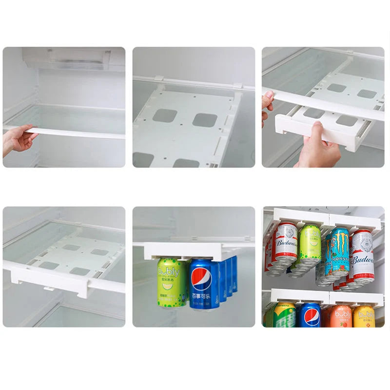 Refrigerator Can Storage Rack Adjustable Hanging 8-Can Capacity