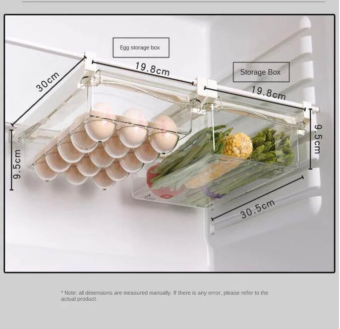 Refrigerator Organizer Drawer Under-Shelf Sliding Transparent Storage