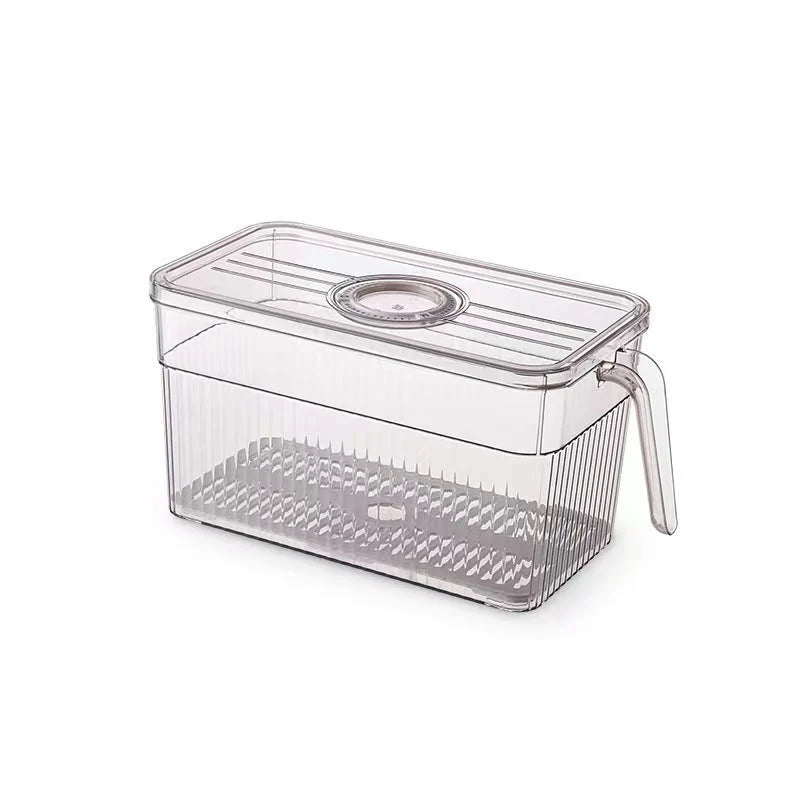 Refrigerator Storage Bin Stackable Transparent Ventilated With Drainage