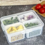 Refrigerator Storage Box BPA-Free 4-Section Removable Inserts
