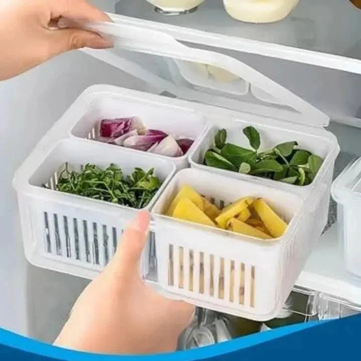 Refrigerator Storage Box BPA-Free 4-Section Removable Inserts
