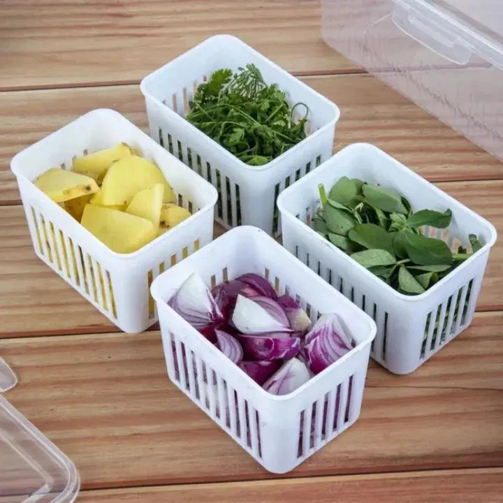 Refrigerator Storage Box BPA-Free 4-Section Removable Inserts