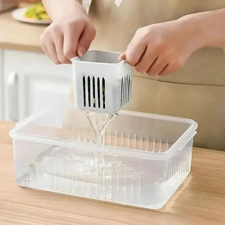 Refrigerator Storage Box BPA-Free 4-Section Removable Inserts