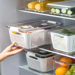 Refrigerator Storage Container Adjustable Dividers Wash & Drain BPA-Free