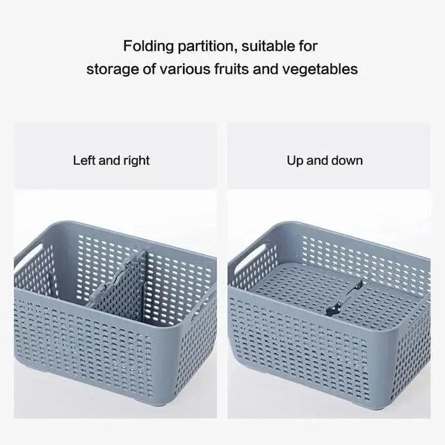 Refrigerator Storage Container Adjustable Dividers Wash & Drain BPA-Free