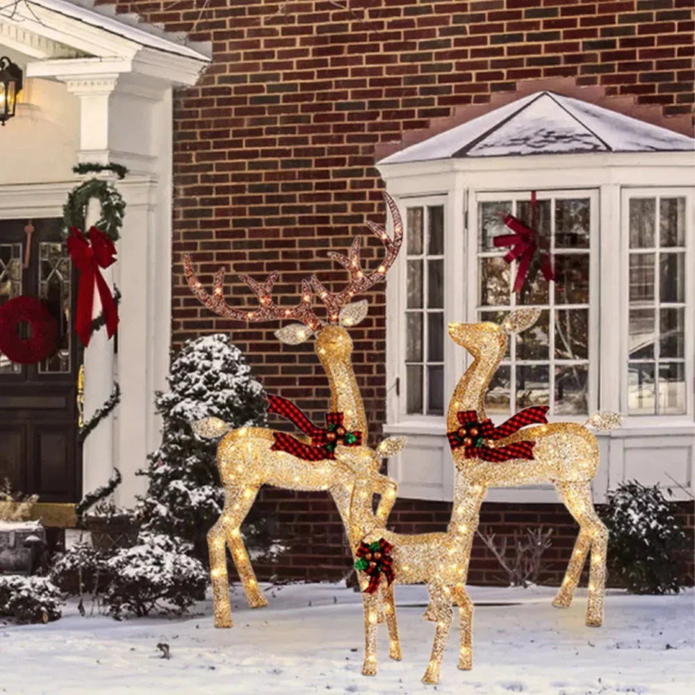 Reindeer Decoration Set Outdoor Warm White LED 3-Piece