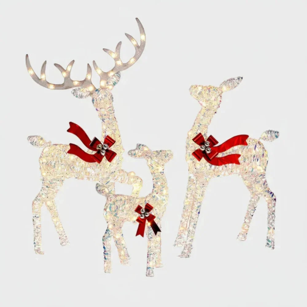 Reindeer Decoration Set Outdoor Warm White LED 3-Piece