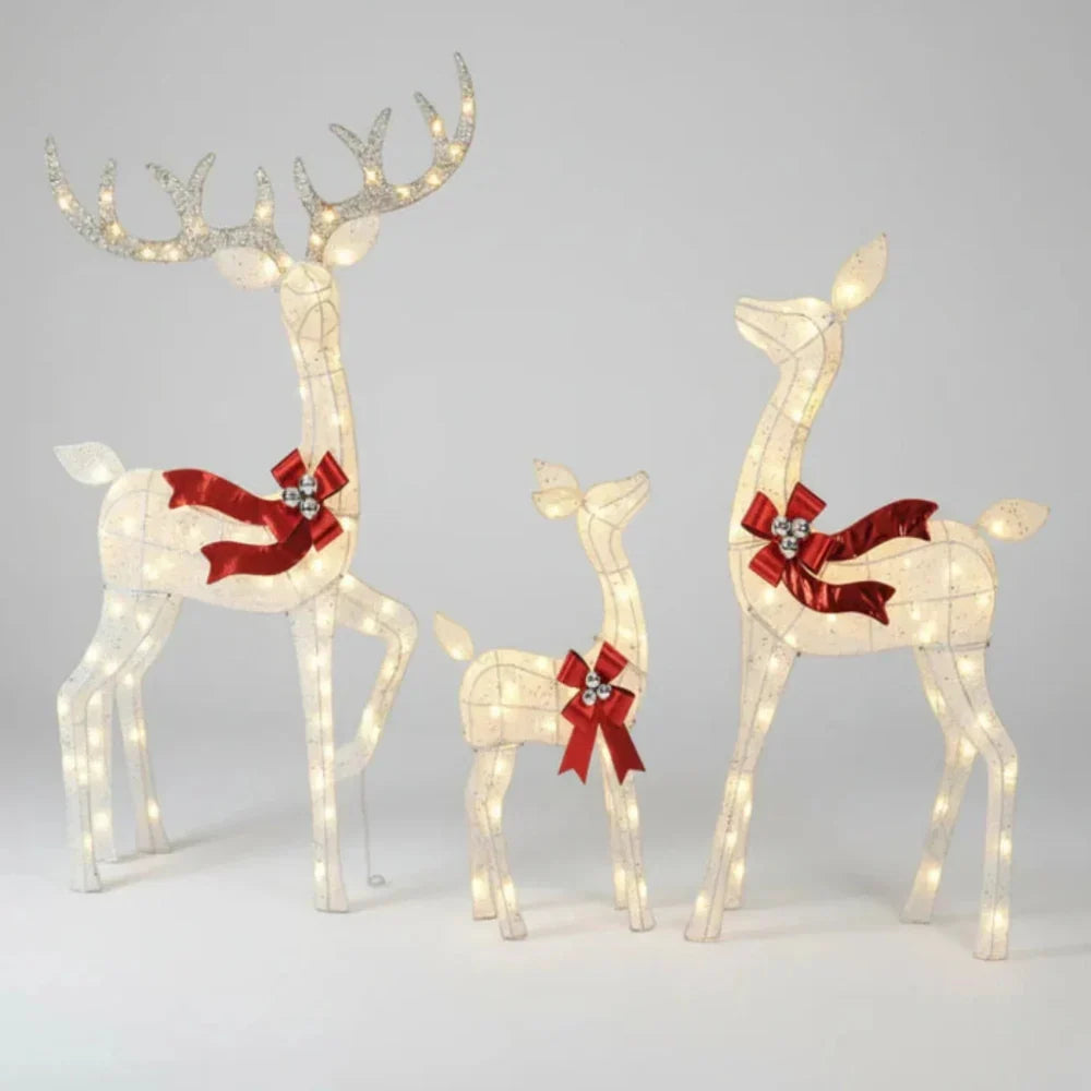 Reindeer Decoration Set Outdoor Warm White LED 3-Piece