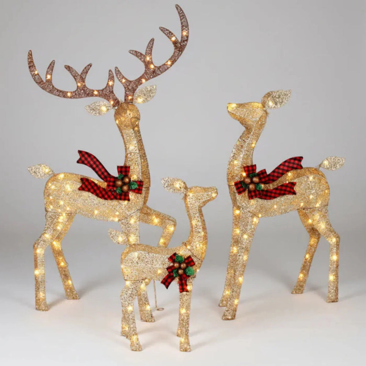 Reindeer Decoration Set of 3 Warm White LED Lights