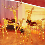 Reindeer Decoration Set of 3 Warm White LED Lights